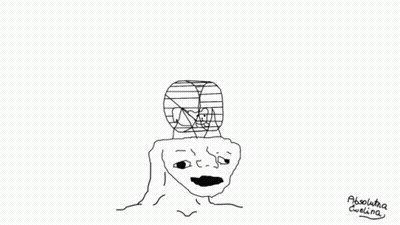 A Drawing Of A Person With A Cage On Top Of Their Head By Absoluta Cuelina GIF