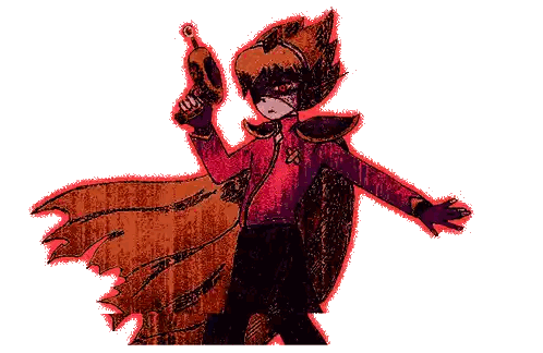 A Drawing Of A Person With A Cape And A Sword Sticker