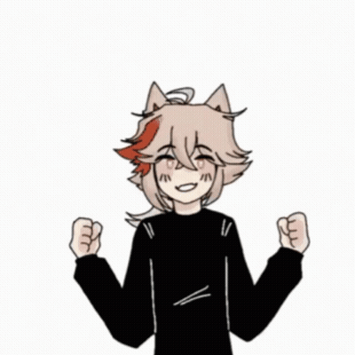 A Drawing Of A Person With A Cat 'S Ears And A Cat 'S Tail . GIF