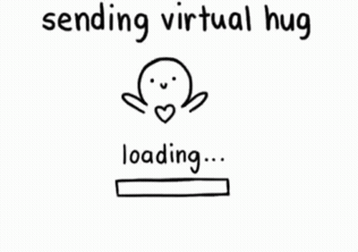 A Drawing Of A Person With A Heart And The Words Sending Virtual Hug Loading Hug Sent . GIF