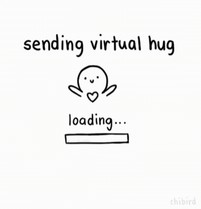A Drawing Of A Person With A Heart And The Words Sending Virtual Hug Loading Hug Sent GIF