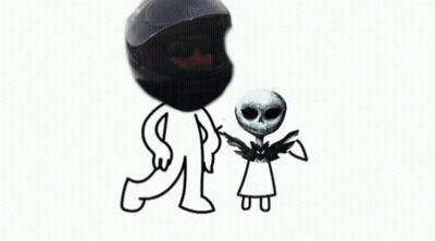 A Drawing Of A Person With A Helmet On Their Head GIF