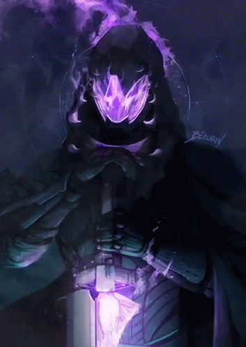 A Drawing Of A Person With A Purple Mask And The Name Berunov On The Bottom GIF