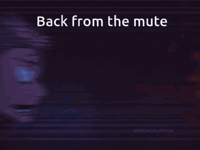 A Drawing Of A Person With A Red Square In Front Of Their Face And The Words Back From The Mute Below Them GIF