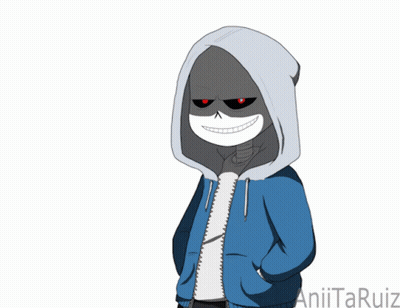A Drawing Of A Person With A Skull And The Name Aniitaruiz On The Bottom Right GIF