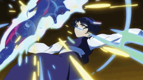 A Drawing Of A Person With A Sword And A Sword Coming Out Of Their Hand GIF