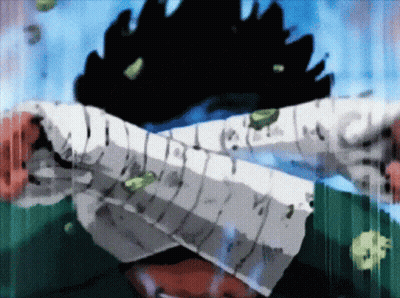 A Drawing Of A Person With A Sword And Leaves Falling From The Sky GIF