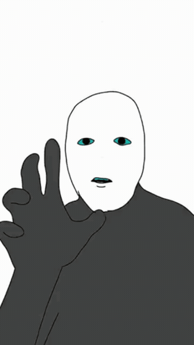 A Drawing Of A Person With A White Face And Blue Eyes GIF