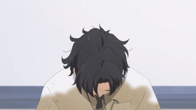 A Drawing Of A Person With Black Hair And A White Shirt GIF