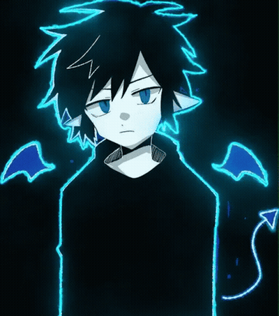 A Drawing Of A Person With Blue Wings GIF