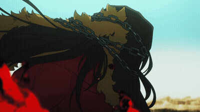 A Drawing Of A Person With Chains Around His Neck GIF