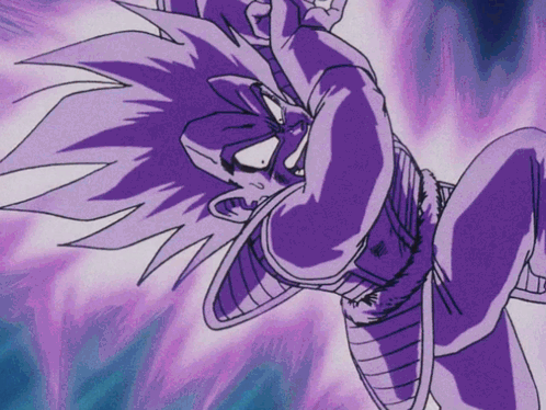 A Drawing Of A Person With Purple Hair And A Purple Outfit GIF