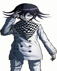 A Drawing Of A Person With Purple Hair And A White Coat GIF
