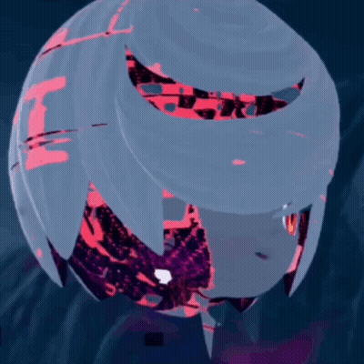 A Drawing Of A Person With Red Eyes Holding A Sphere In Their Hand GIF