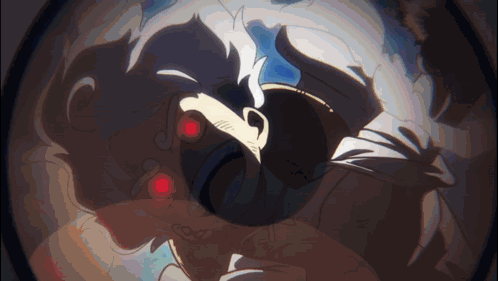 A Drawing Of A Person With Red Eyes In A Circle GIF