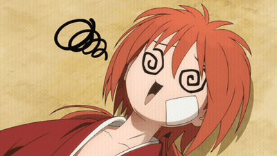 A Drawing Of A Person With Red Hair And A Swirl Around Their Eyes GIF
