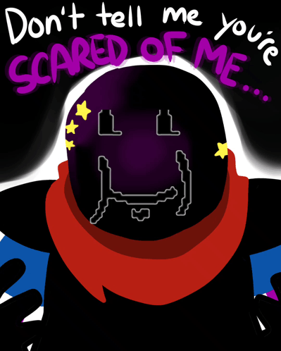 A Drawing Of A Person With The Words " Do N't Tell Me You 'Re Scared Of Me " On It GIF