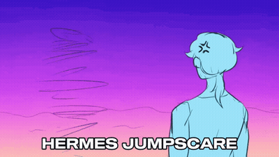 A Drawing Of A Person With The Words " Hermes Jumpscare " On It GIF
