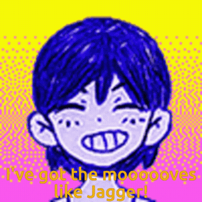 A Drawing Of A Person With The Words " I 'Ve Got The Moooove Like Jagger " GIF