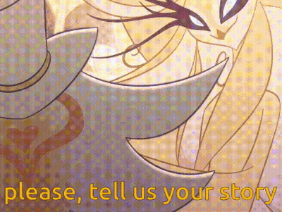 A Drawing Of A Person With The Words Please Tell Us Your Story Below It GIF
