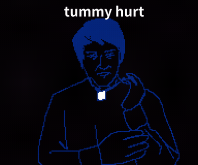 A Drawing Of A Person With The Words Tummy Hurt On It GIF