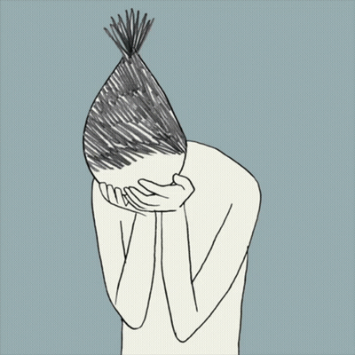 A Drawing Of A Person With Their Hands On Their Face GIF