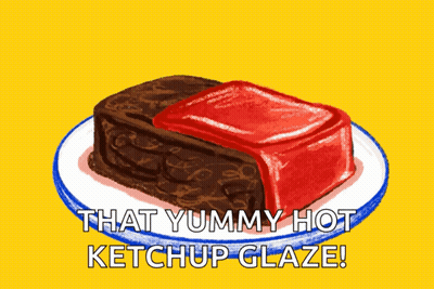 A Drawing Of A Piece Of Cake With The Words That Yummy Hot Ketchup Glaze Above It GIF