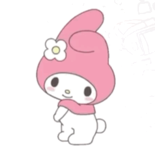 A Drawing Of A Pink Bunny With A Flower On Her Head GIF