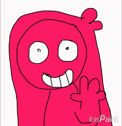 A Drawing Of A Pink Cartoon Character With Ibis Paint Written On The Bottom GIF