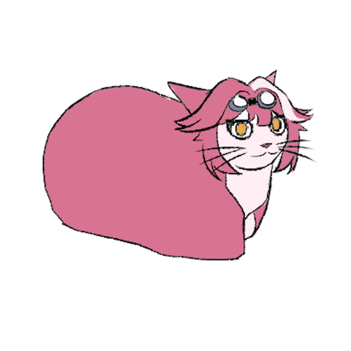 A Drawing Of A Pink Cat With Glasses On Its Head GIF