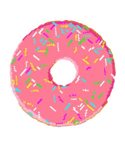A Drawing Of A Pink Donut With Sprinkles Sticker