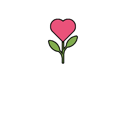 A Drawing Of A Pink Flower With Green Leaves On A White Background Sticker