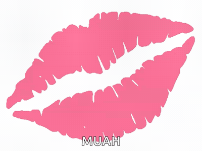 A Drawing Of A Pink Lip With The Word Muah Below It GIF
