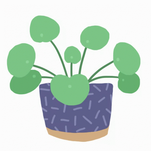 A Drawing Of A Plant In A Purple Pot With Sprinkles GIF