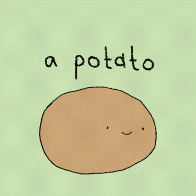A Drawing Of A Potato With A Face And The Words A Potato Below It GIF