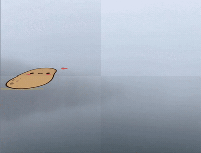 A Drawing Of A Potato With A Heart In The Background GIF