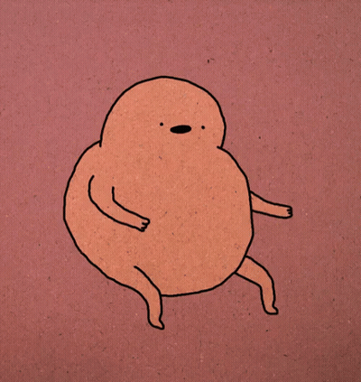 A Drawing Of A Potato With Legs And Arms On A Pink Background GIF