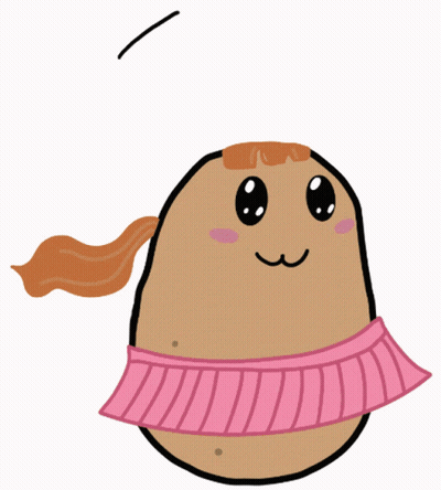 A Drawing Of A Potato With The Words I Am A Cute Potatoe Written Below It GIF