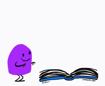 A Drawing Of A Purple Frog Flying Over An Open Book By Debbie On.com GIF
