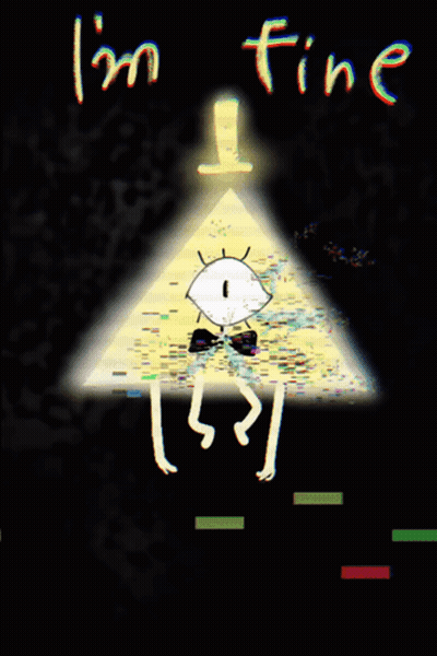 A Drawing Of A Pyramid With An Eye And The Words " I 'M Fine " GIF