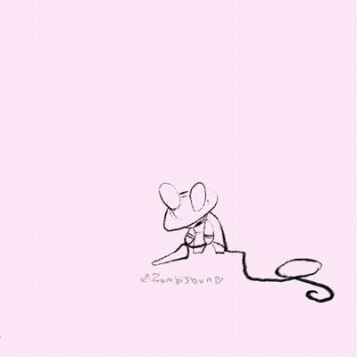 A Drawing Of A Rabbit Holding An Umbrella With The Words Zombiebun Written Below It GIF