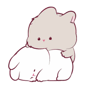 A Drawing Of A Rabbit Laying On Another Rabbit 'S Back Sticker