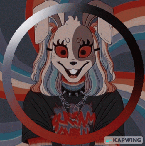 A Drawing Of A Rabbit With A Shirt That Says Heavy Metal GIF