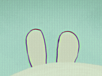 A Drawing Of A Rabbit With Big Ears And Eyes GIF