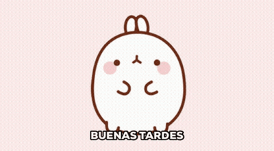 A Drawing Of A Rabbit With The Words Buenas Tardes Written Below It GIF