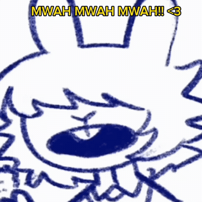 A Drawing Of A Rabbit With The Words Mwah Mwah Mwah GIF