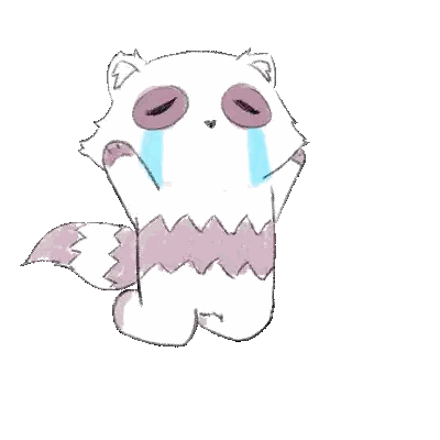 A Drawing Of A Raccoon Crying With Tears Coming Out Of Its Eyes Sticker