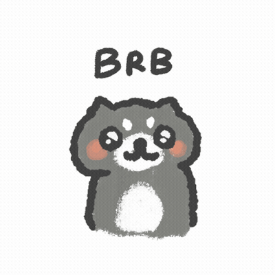 A Drawing Of A Raccoon With The Word Brb Written Above It GIF