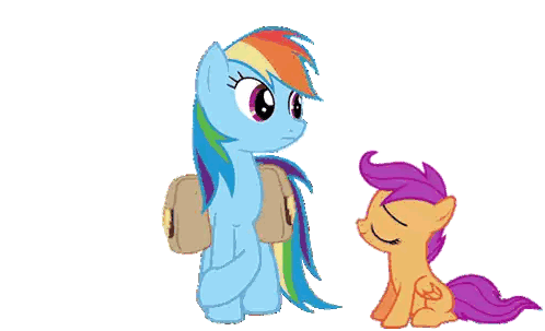 A Drawing Of A Rainbow Dash And A Baby Pony Sticker