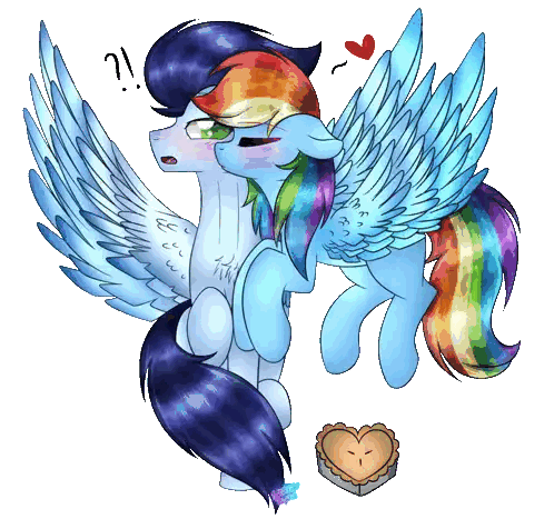 A Drawing Of A Rainbow Dash And A Blue Pony Sticker